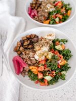 Mediterranean quinoa bowl with roasted vegetables